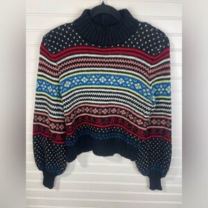 American Eagle Outfitters Black Multicolor Turtleneck Sweater Size Medium Junior